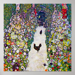 Tuinpad met kippen, Gustav Klimt Poster