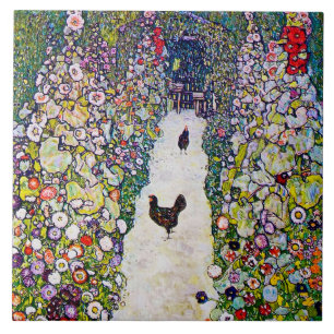 Tuinpad met kippen, Gustav Klimt Tegeltje