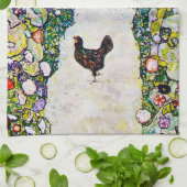 Tuinpad met kippen, Gustav Klimt Theedoek (Gevouwen)