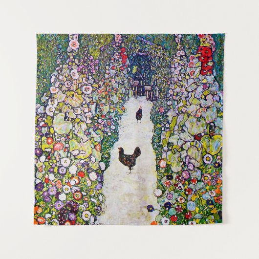 Tuinpad met kippen, Gustav Klimt Wandkleed (Voorkant)