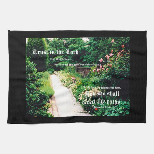 Tuinpad met Spreuken 3:5-6 Theedoek (Horizontaal)