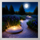 Tuinpad onder de volle maan poster (Voorkant)