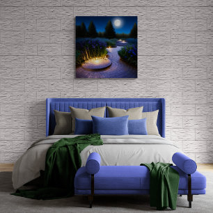 Tuinpad onder de volle maan poster