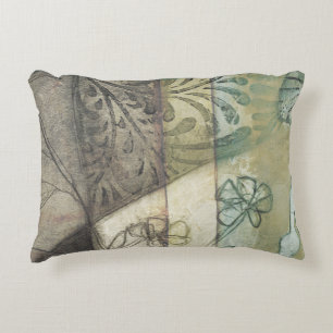 Tuinpaneel met bladeren, bloemen en gras accent kussen