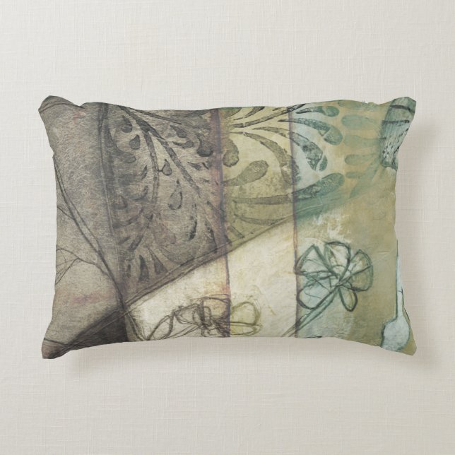 Tuinpaneel met bladeren, bloemen en gras accent kussen (Voorkant)