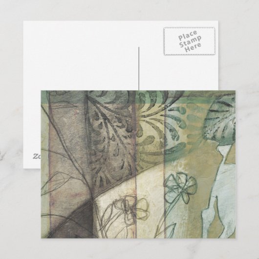 Tuinpaneel met bladeren, bloemen en gras briefkaart (Voorkant / Achterkant)