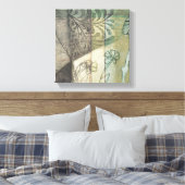 Tuinpaneel met bladeren, bloemen en gras canvas afdruk (Insitu (Slaapkamer))