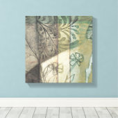 Tuinpaneel met bladeren, bloemen en gras canvas afdruk (Insitu (Houten vloer))