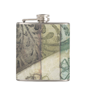 Tuinpaneel met bladeren, bloemen en gras heupfles