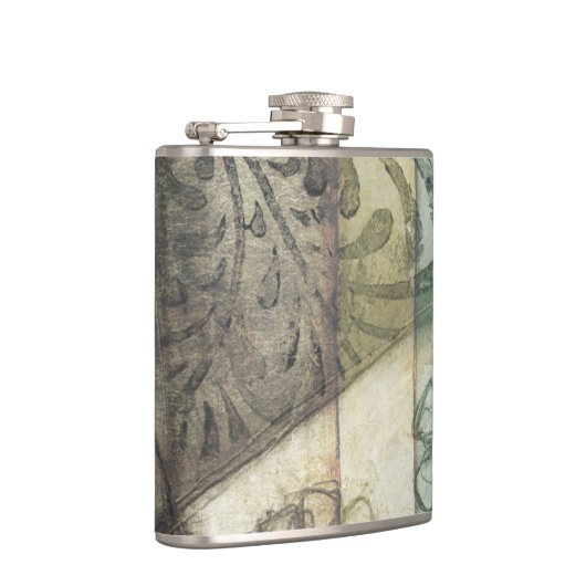 Tuinpaneel met bladeren, bloemen en gras heupfles (Rechts)