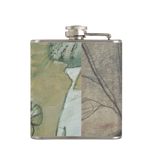 Tuinpaneel met bladeren, bloemen en gras heupfles (Achterkant)