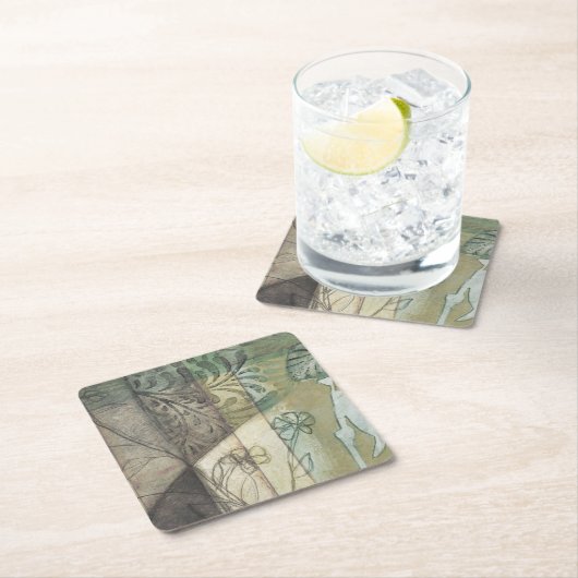 Tuinpaneel met bladeren, bloemen en gras kartonnen onderzetters (Insitu)