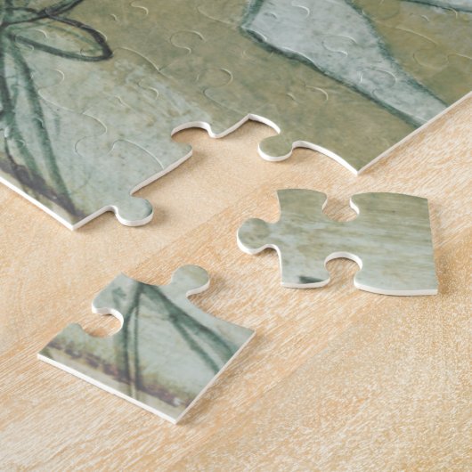 Tuinpaneel met bladeren, bloemen en gras legpuzzel (Zijkant)