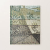 Tuinpaneel met bladeren, bloemen en gras legpuzzel (Verticaal)