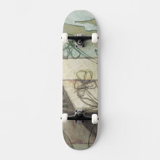 Tuinpaneel met bladeren, bloemen en gras skateboard (Voorkant)