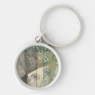 Tuinpaneel met bladeren, bloemen en gras sleutelhanger