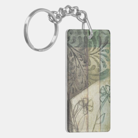 Tuinpaneel met bladeren, bloemen en gras sleutelhanger (Voorkant Links)