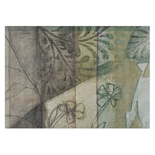 Tuinpaneel met bladeren, bloemen en gras snijplank (Voorkant)