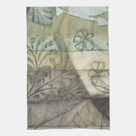 Tuinpaneel met bladeren, bloemen en gras theedoek (Verticaal)