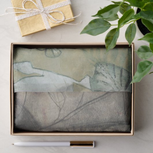 Tuinpaneel met bladeren, bloemen en gras tissuepapier (Geschenk)