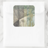 Tuinpaneel met bladeren, bloemen en gras vierkante sticker (Tas)