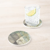 Tuinpaneel met bladeren, bloemen en gras zandsteen onderzetter (Zijkant)