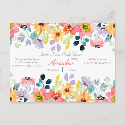 Tuinpartij Bridal Shower Invitation Briefkaart (Voorkant)