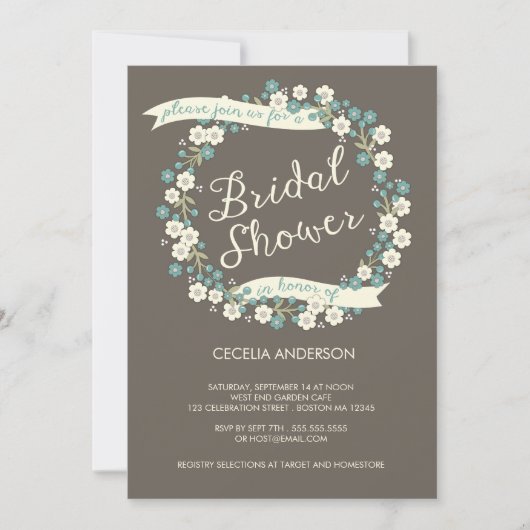 Tuinpartij Floral Wreath Vrijgezellenfeest Kaart (Voorkant)