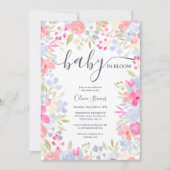 Tuinpastel wilde bloemen baby shower kaart (Voorkant)