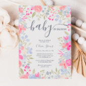 Tuinpastel wilde bloemen baby shower kaart