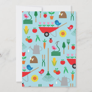 Tuinpatroon Lente Bloemen en Tuingereedschap Kaart