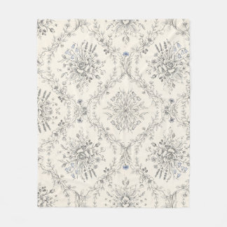 Tuinpatroon met vintage botanische bloemen fleece deken