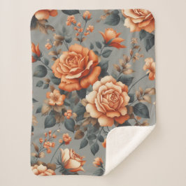 Tuinpatroon met vintage rozen sherpa deken