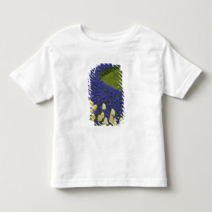 Tuinpatroon van druifhyacint bloemen en 2 kinder shirts