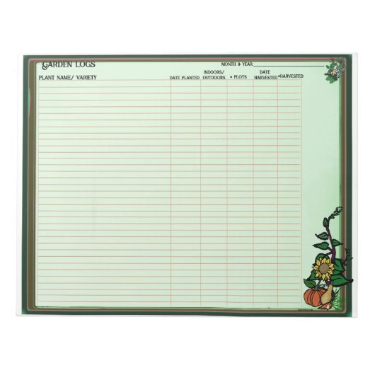 Tuinplantlogboek Notitieblok (Voorkant)