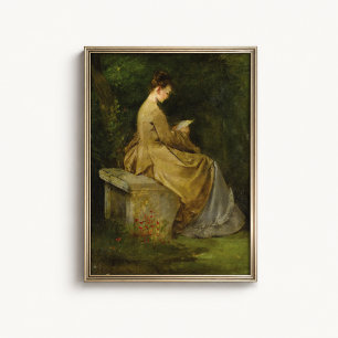 Tuinposter met vrouw die leest poster