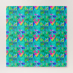 Tuinquiltschildering met Hydrangea en Blauw Legpuzzel