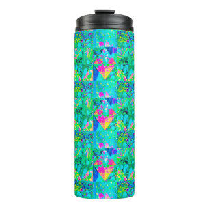 Tuinquiltschildering met Hydrangea en Blauw Thermosbeker