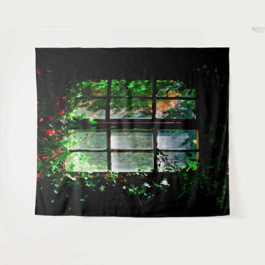 Tuinraam in zwart-groen rood wandkleed (Voorkant (horizontaal))