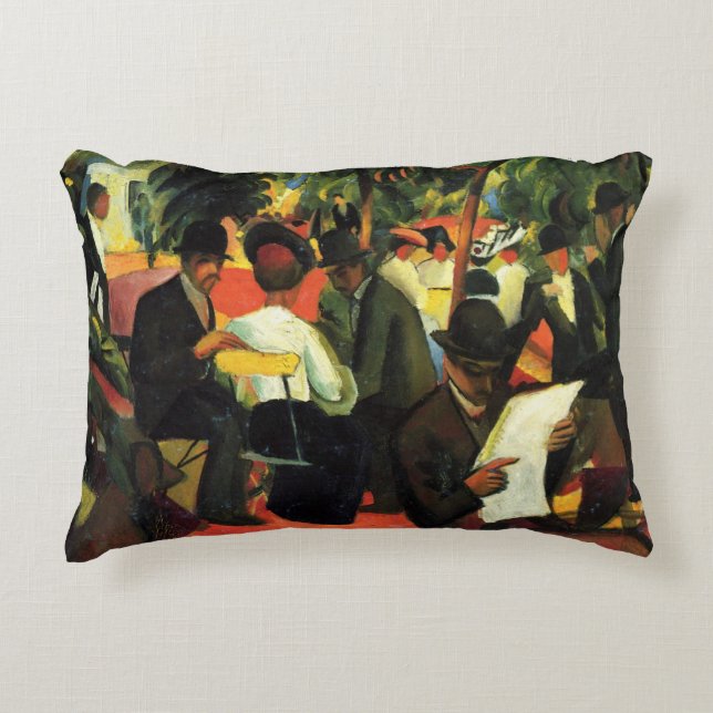 Tuinrestaurant door August Macke. Vintage Kunst Accent Kussen (Voorkant)