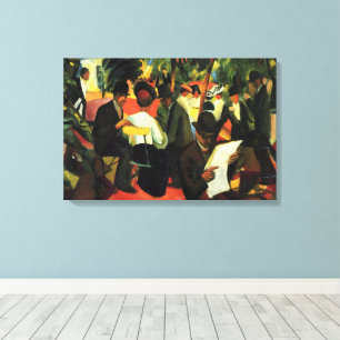 Tuinrestaurant door August Macke, Vintage Kunst Canvas Afdruk