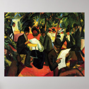 Tuinrestaurant door August Macke. Vintage Kunst Poster