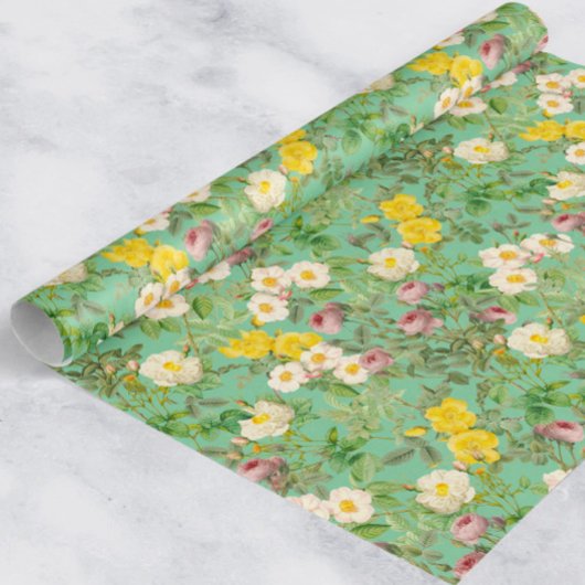 Tuinroos Inpakpapier in Mintgroen