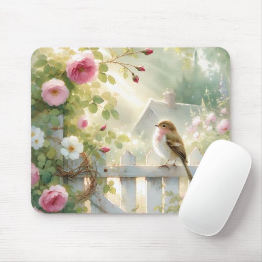 Tuinroos Vogel Watercolorscène Muismat (Met muis)