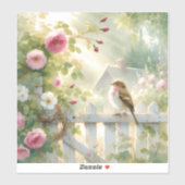 Tuinroos Vogel Watercolorscène Sticker (Vel)