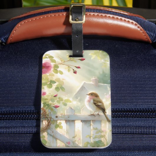 Tuinroos Vogels Watercolorscène Bagagelabel (Voorkant Insitu 2)