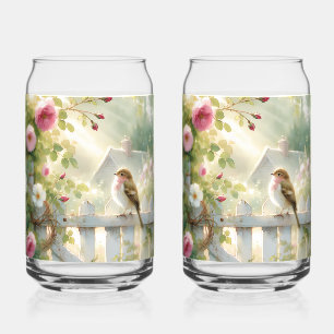 Tuinroos Vogels Watercolorscène Blikvorm Glas