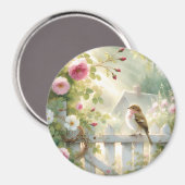 Tuinroos Vogeltafereel in Waterverf Magneet (Voorkant / Achterkant)