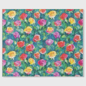 Tuinroosstruik waterverfprint bloeit cadeaupapier (Vlak)
