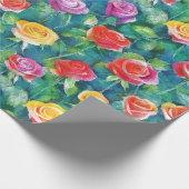Tuinroosstruik waterverfprint bloeit cadeaupapier (Hoek)